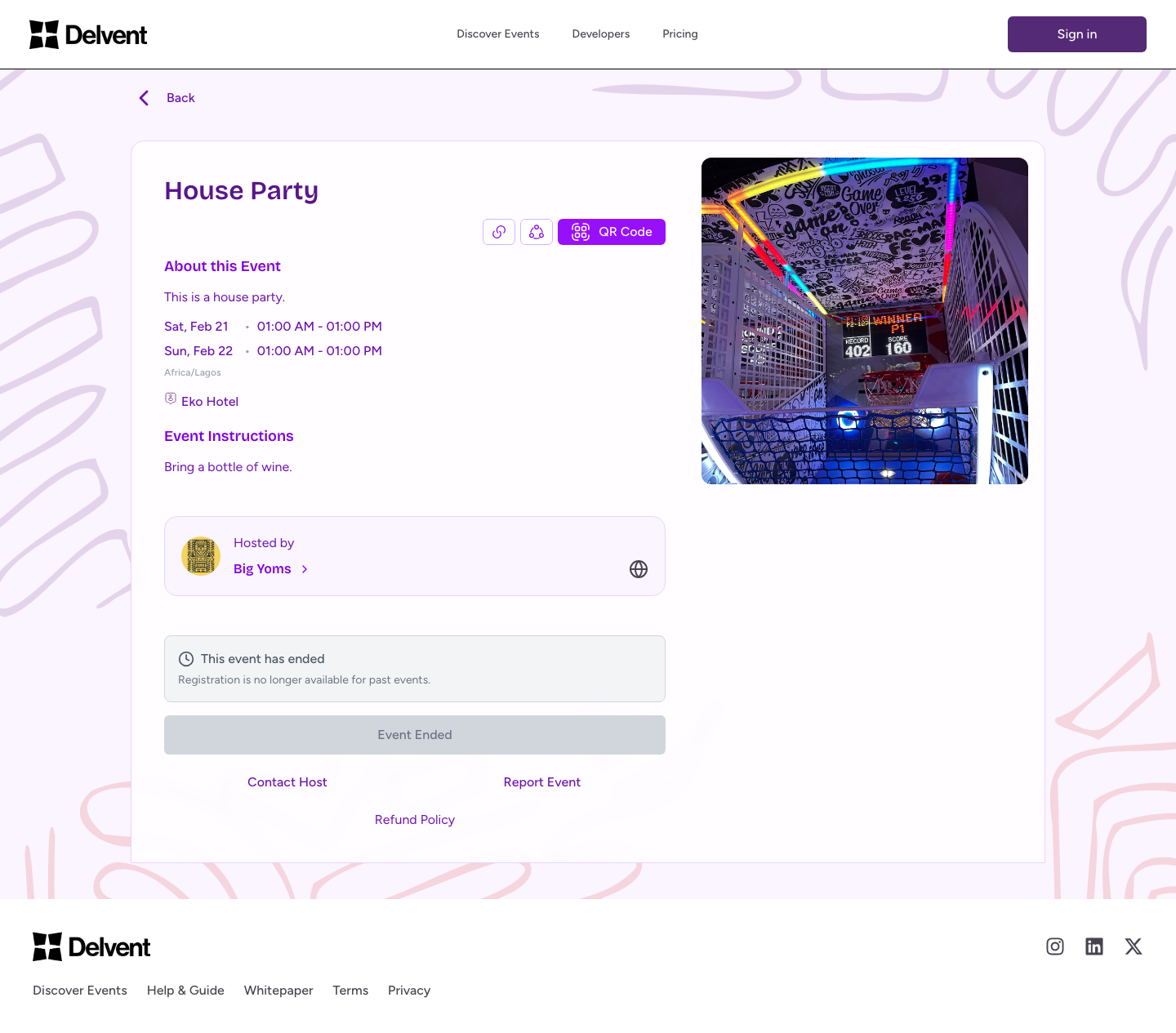 Event details page overview
